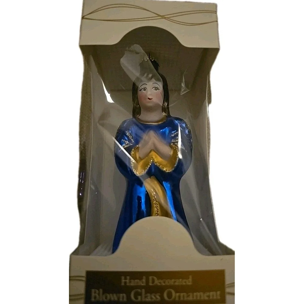 NIB Krebs ANGEL White Gold Christmas Holiday Ornament Glass Germany VTG Inspired